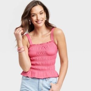 Universal Thread pink smocked tank top juniors xxl NEW